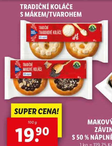 TRADIČNÍ KOLÁČE S MÁKEM/TVAROHEM, 100 g