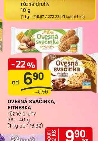 OVESNÁ SVAČINKA, FITNESKA různé druhy 36-40 g
