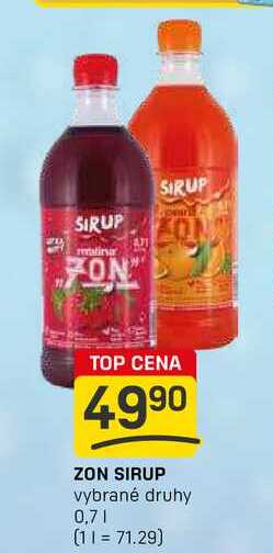 ZON SIRUP vybrané druhy 0,7l
