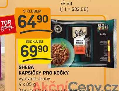 SHEBA KAPSIČKY PRO KOČKY vybrané druhy 4x85g