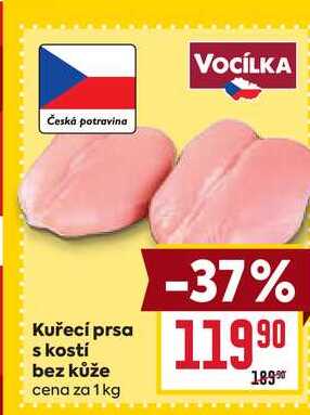 Kuřecí prsa s kostí bez kůže cena za 1 kg
