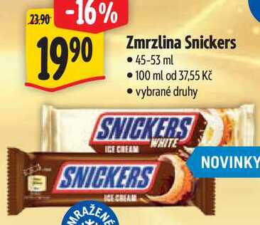 Zmrzlina Snickers, 45-53 ml 