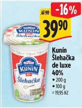 Kunín Šlehačka de luxe 40%, 200 g