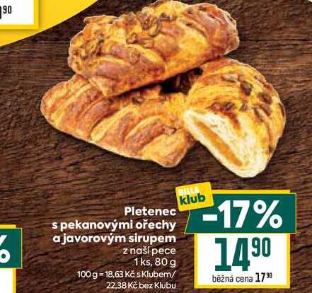 Pletenec s pekanovými ořechy a javorovým sirupem z naší pece 1 ks, 80 g 
