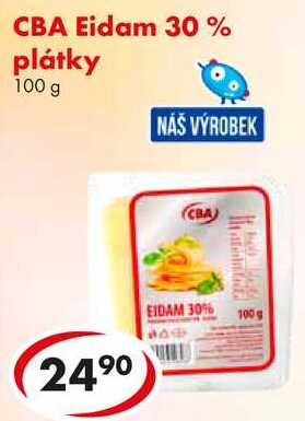 CBA Eidam 30% plátky, 100 g 