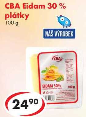 CBA Eidam 30 % plátky, 100 g 