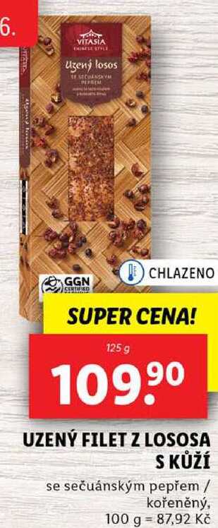 UZENÝ FILET Z LOSOSA S KŮŽÍ, 125 g
