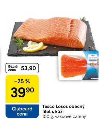Tesco Losos obecný filet s kůží, 100 g