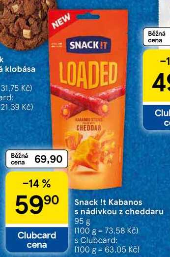 Snack It Kabanos s nádivkou z cheddaru, 95 g  