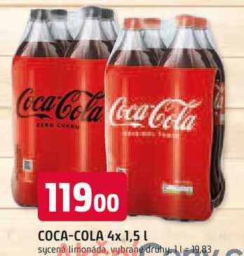 Coca-Cola 4x1,5l, vybrané druhy 6l