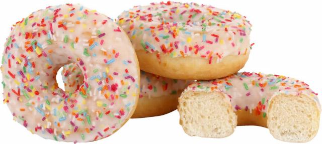 Donut bílý s barevným posypem