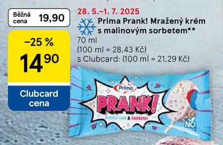 Prima Prank! Mražený krém s malinovým sorbetem, 70 ml 