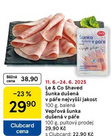 Le & Co Shaved Šunka dušená v páře nejvyšší jakost, 100 g