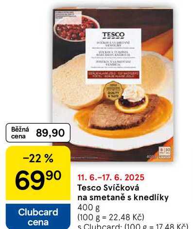 Tesco Svíčková na smetaně s knedlíky, 400 g 