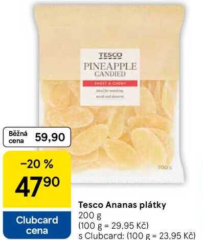 Tesco Ananas plátky, 200 g 