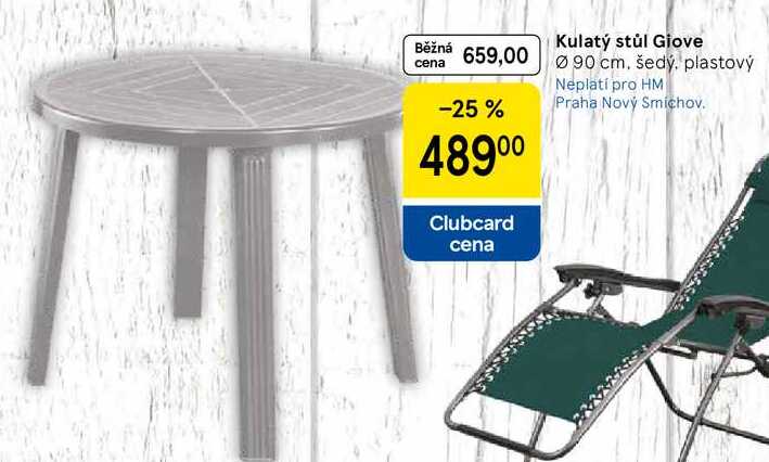 Kulatý stůl Giove, průměr 90 cm, šedý, plastový 