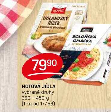 HOTOVÁ JÍDLA vybrané druhy 360 - 450 g 