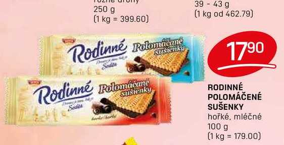 RODINNÉ POLOMÁČENÉ SUŠENKY hořké, mléčné 100 g 