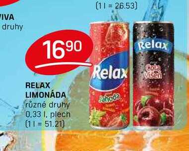 RELAX LIMONÁDA různé druhy 0.33l, plech 