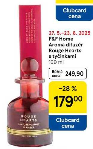 F&F Home Aroma difuzér Rouge Hearts s tyčinkami, 100 ml 
