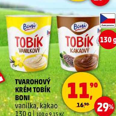 TVAROHOVÝ KRÉM TOBÍK BONI vanilka, kakao, 130 g 