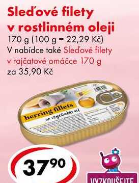 Sleďové filety v rostlinném oleji, 170 g