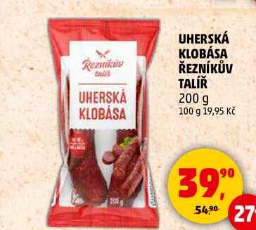 UHERSKÁ KLOBÁSA ŘEZNÍKŮV TALÍŘ, 200 g 