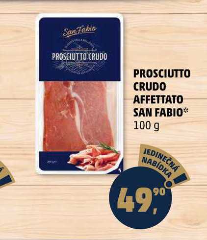 PROSCIUTTO CRUDO AFFETTATO SAN FABIO, 100 g   