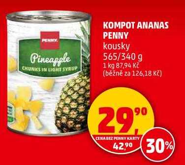 KOMPOT ANANAS PENNY kousky, 565/340 g 
