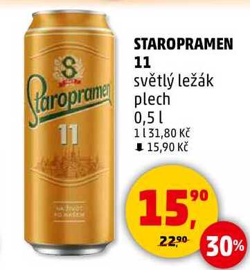 STAROPRAMEN 11 světlý ležák plech, 0,5 l