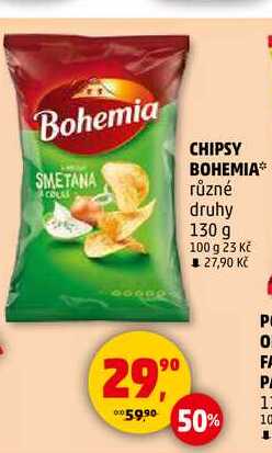 CHIPSY BOHEMIA různé druhy, 130 g 