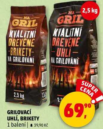 GRILOVACÍ UHLÍ, BRIKETY, 1 balení  
