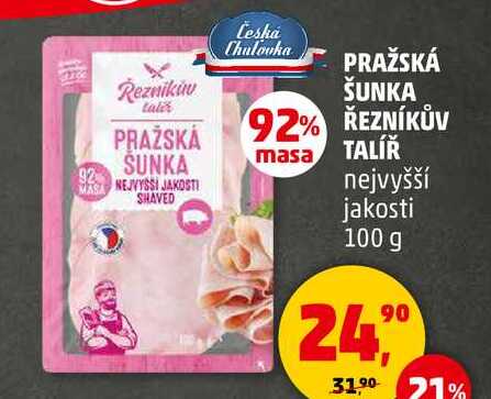 PRAŽSKÁ ŠUNKA ŘEZNÍKŮV TALÍŘ nejvyšší jakosti, 100 g 