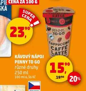 KÁVOVÝ NÁPOJ PENNY TO GO různé druhy, 250 ml 