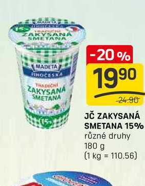 JČ ZAKYSANÁ SMETANA 15% různé druhy 180 g 