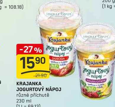 KRAJANKA JOGURTOVÝ NÁPOJ různé příchutě 230 ml 