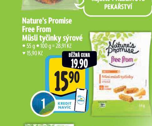 Nature's Promise Free From Müsli tyčinky sýrové 55 g 