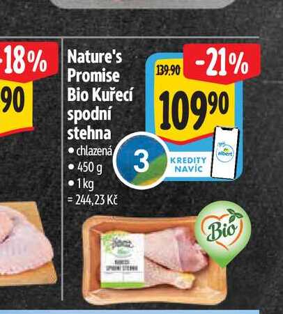 Nature's Promise Bio Kuřecí spodní stehna 450 g