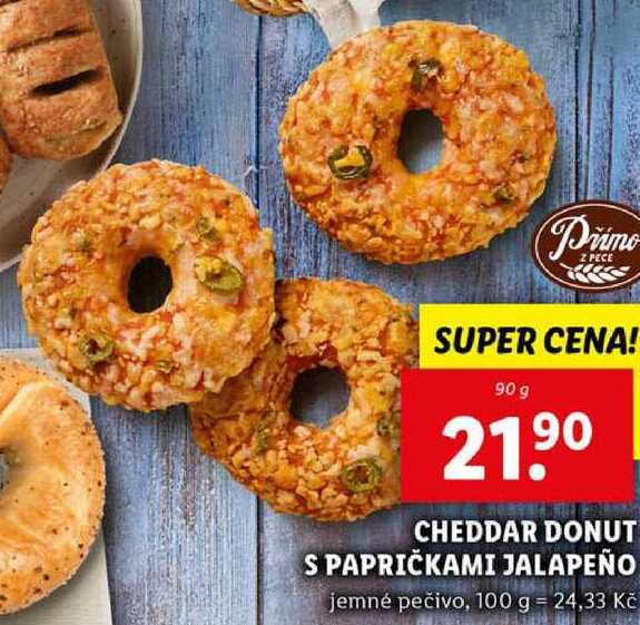 CHEDDAR DONUT S PAPRIČKAMI JALAPEÑO, 90 g