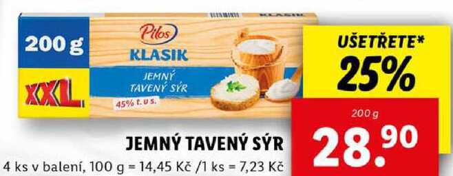 JEMNÝ TAVENÝ SÝR, 200 g