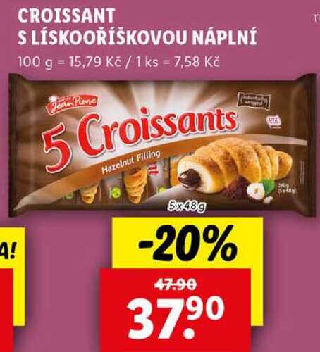 CROISSANT S LÍSKOOŘÍŠKOVOU NÁPLNÍ, 5x 48 g