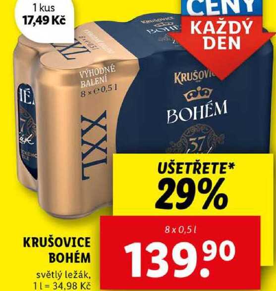 KRUŠOVICE BOHÉM, 8x 0,5 l