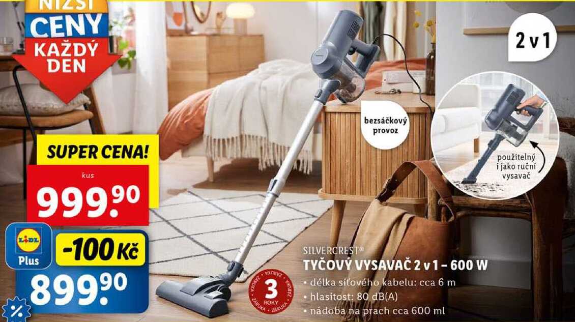 TYČOVÝ VYSAVAČ 2 v 1 - 600 W 