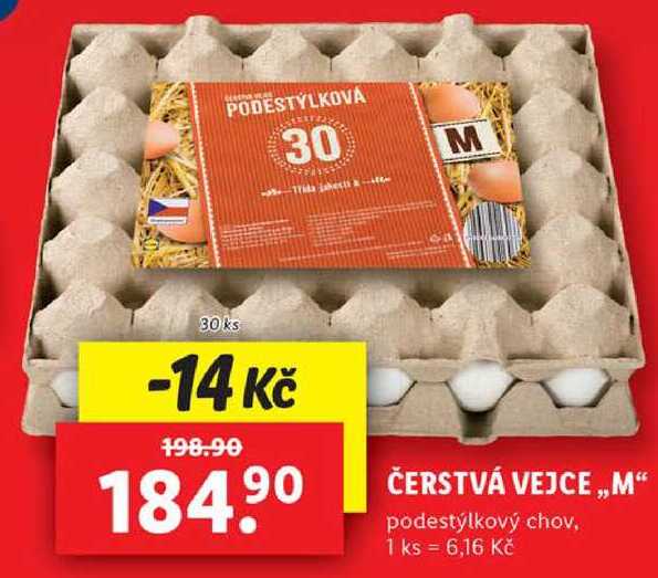 ČERSTVÁ VEJCE „M“ podestýlkový chov, 30 ks 