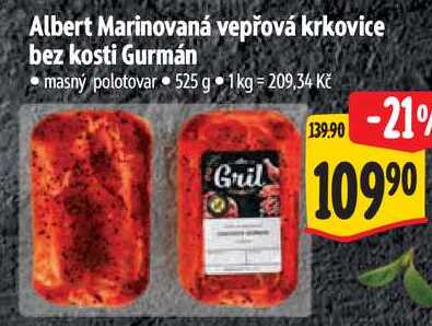 Albert Marinovaná vepřová krkovice bez kosti Gurmán, 525 g