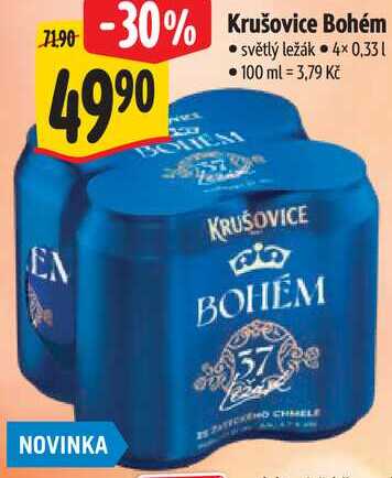 Krušovice Bohém, 4x 0,33 l