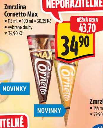 Zmrzlina Cornetto Max, 115 ml