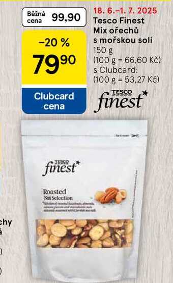 Tesco Finest Mix ořechů s mořskou solí, 150 g  