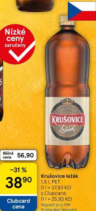 Krušovice ležák, světlé výčepní pivo (PET) 1.5l