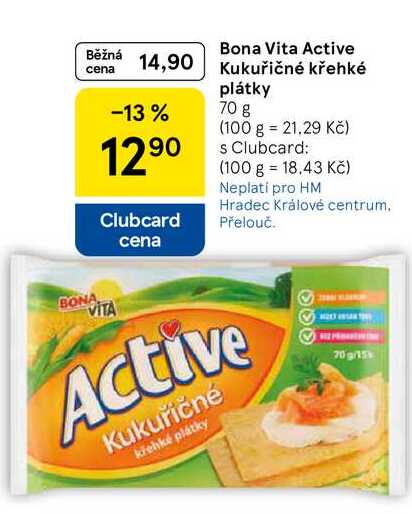 Bona Vita Active Kukuřičné křehké plátky, 70 g 